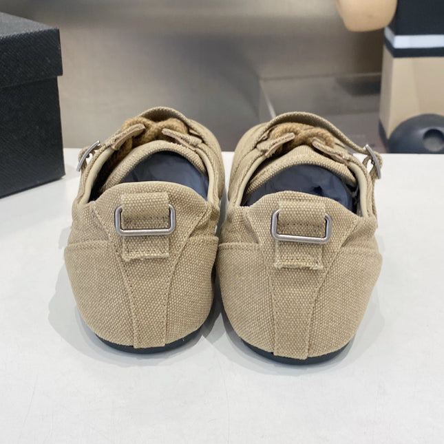 PRADA 26S SNEAKERS IN LIGHT BROWN FABRIC SILVER HARDWARE