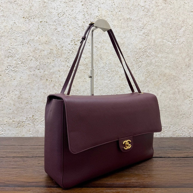 CHANEL 26S SHOULDER BAG 40 IN BURGUNDY LAMBSKIN GRAINED