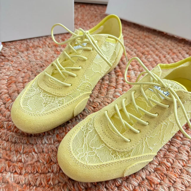 JIMMY CHOO 26S SNEAKERS IN YELLOW MESH AND SUEDE