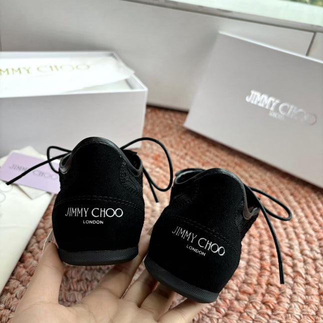JIMMY CHOO 26S SNEAKERS IN BLACK MESH AND SUEDE