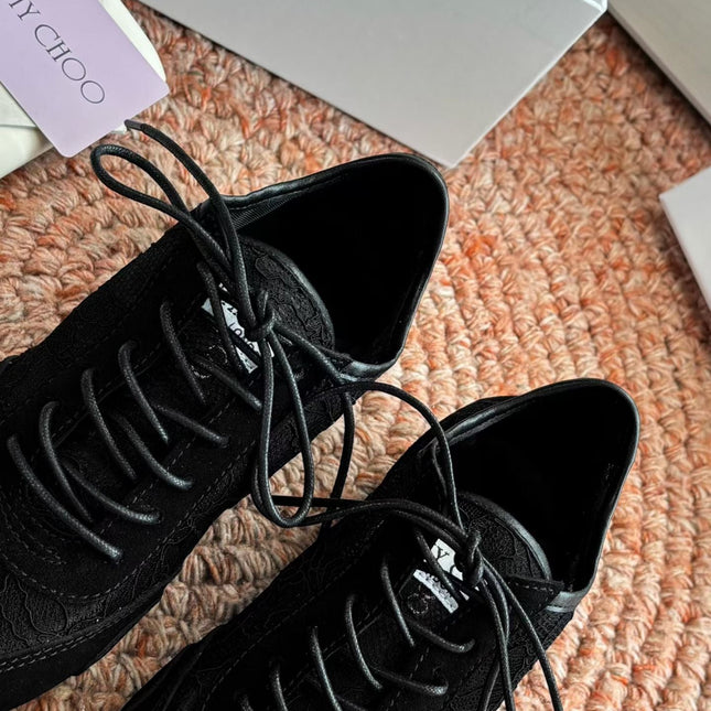 JIMMY CHOO 26S SNEAKERS IN BLACK MESH AND SUEDE
