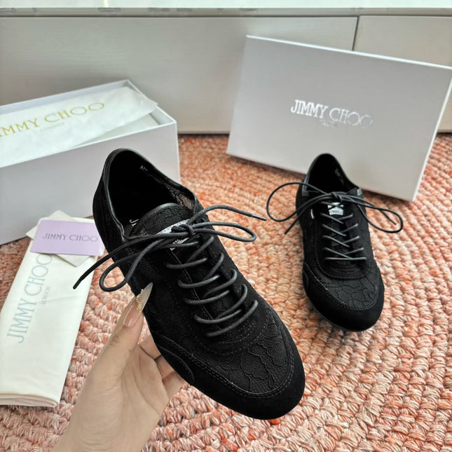 JIMMY CHOO 26S SNEAKERS IN BLACK MESH AND SUEDE