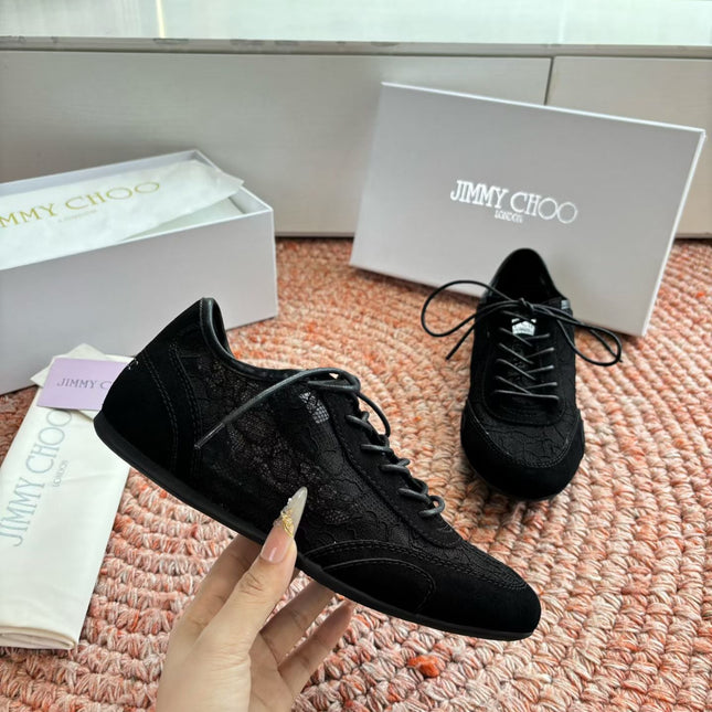 JIMMY CHOO 26S SNEAKERS IN BLACK MESH AND SUEDE