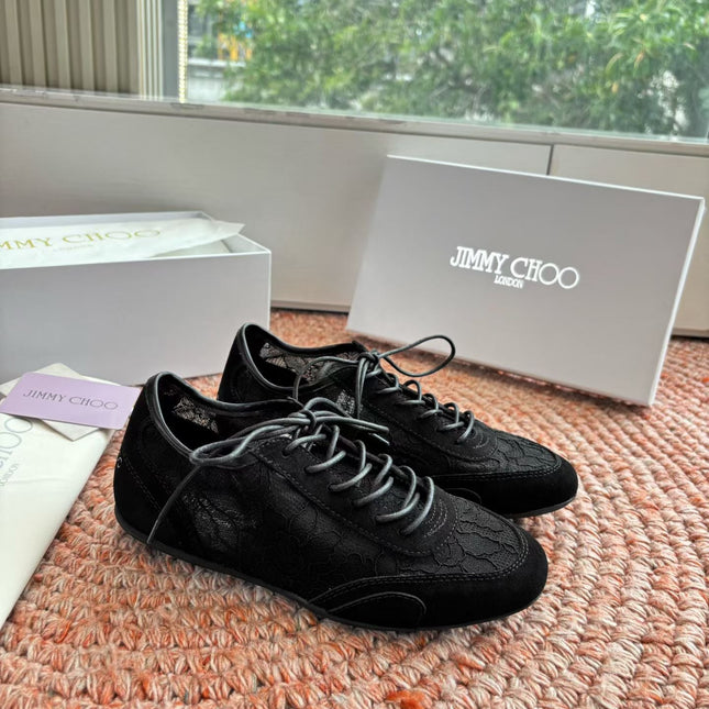 JIMMY CHOO 26S SNEAKERS IN BLACK MESH AND SUEDE