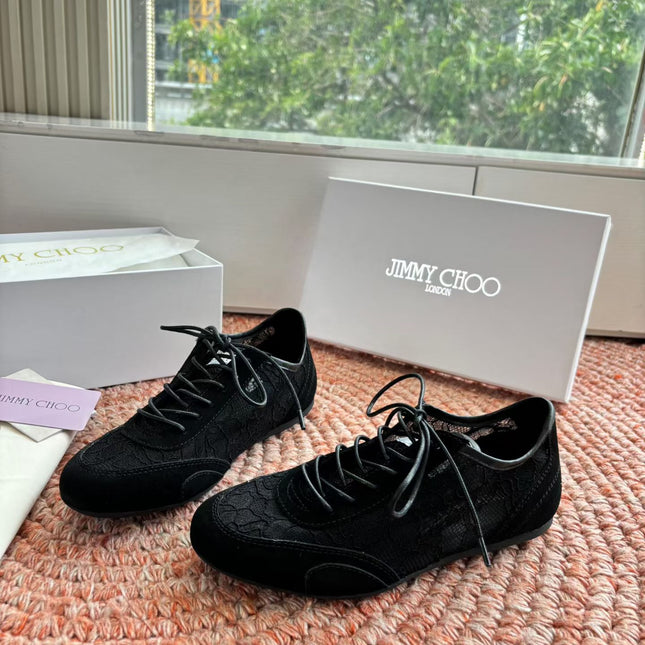 JIMMY CHOO 26S SNEAKERS IN BLACK MESH AND SUEDE