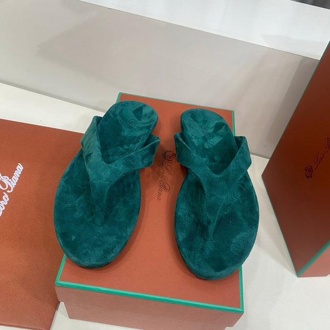 LP 26S THONG SANDALS IN DEEP TEAL GREEN SUEDE