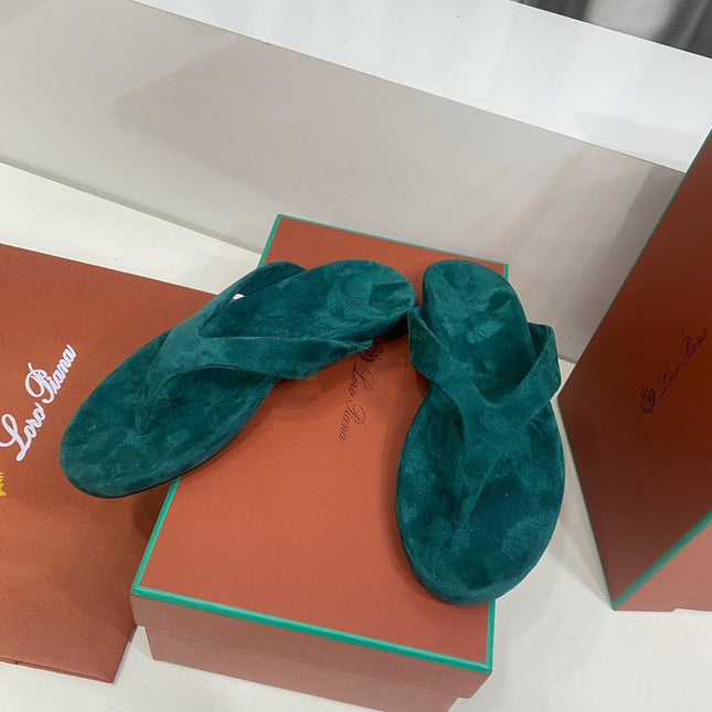 LP 26S THONG SANDALS IN DEEP TEAL GREEN SUEDE