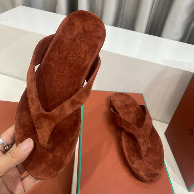 LP 26S THONG SANDALS IN DARK BROWN SUEDE