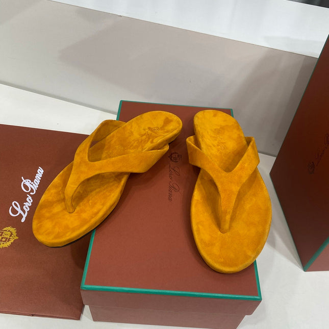 LP 26S THONG SANDALS IN MUSTARD YELLOW SUEDE