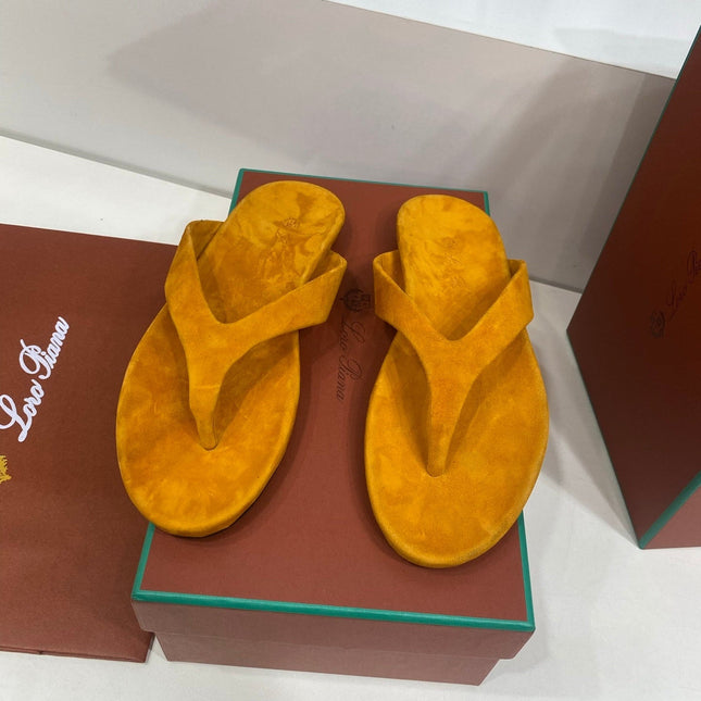 LP 26S THONG SANDALS IN MUSTARD YELLOW SUEDE