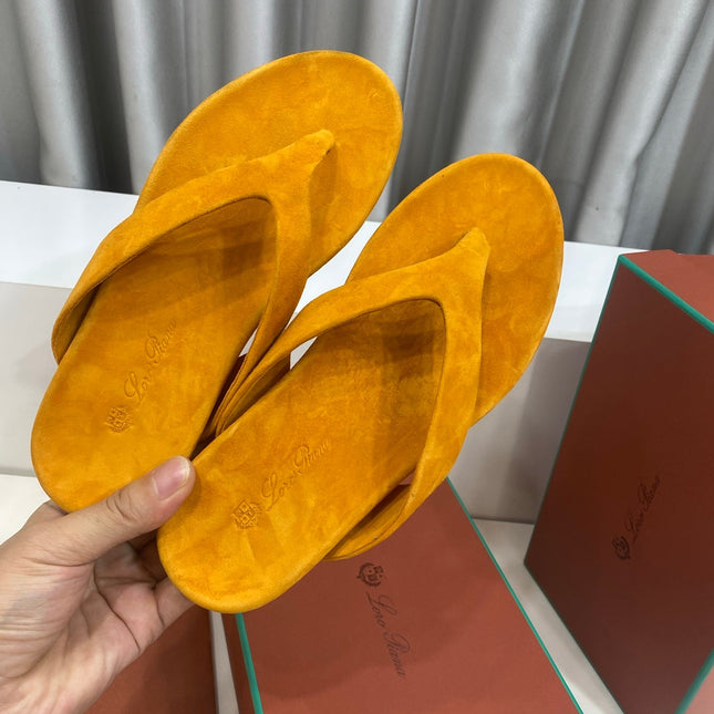 LP 26S THONG SANDALS IN MUSTARD YELLOW SUEDE