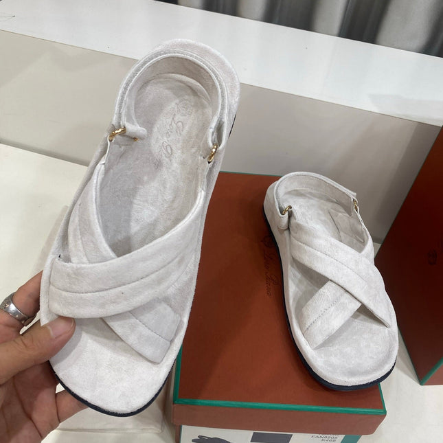 LP 26S CROSS-STRAP SANDALS IN OFF WHITE SUEDE