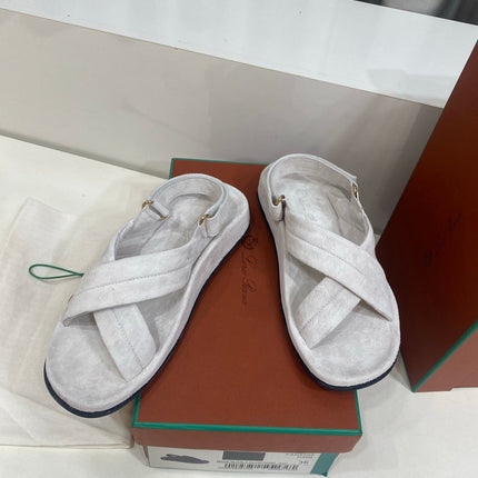 LP 26S CROSS-STRAP SANDALS IN OFF WHITE SUEDE