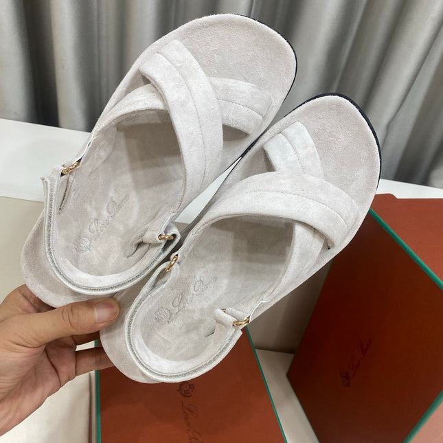 LP 26S CROSS-STRAP SANDALS IN OFF WHITE SUEDE