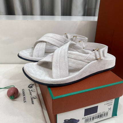 LP 26S CROSS-STRAP SANDALS IN OFF WHITE SUEDE
