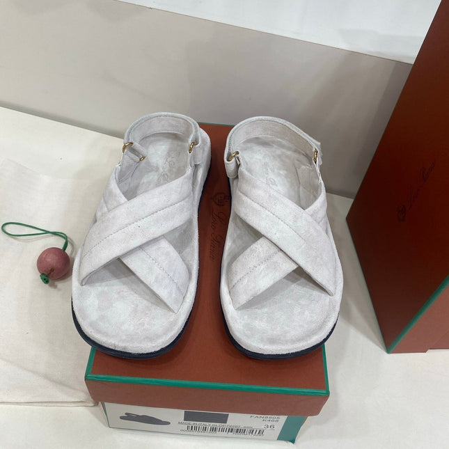 LP 26S CROSS-STRAP SANDALS IN OFF WHITE SUEDE