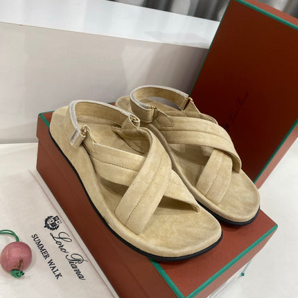 LP 26S CROSS-STRAP SANDALS IN BEIGE SUEDE