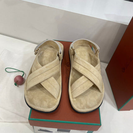 LP 26S CROSS-STRAP SANDALS IN BEIGE SUEDE