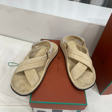 LP 26S CROSS-STRAP SANDALS IN BEIGE SUEDE