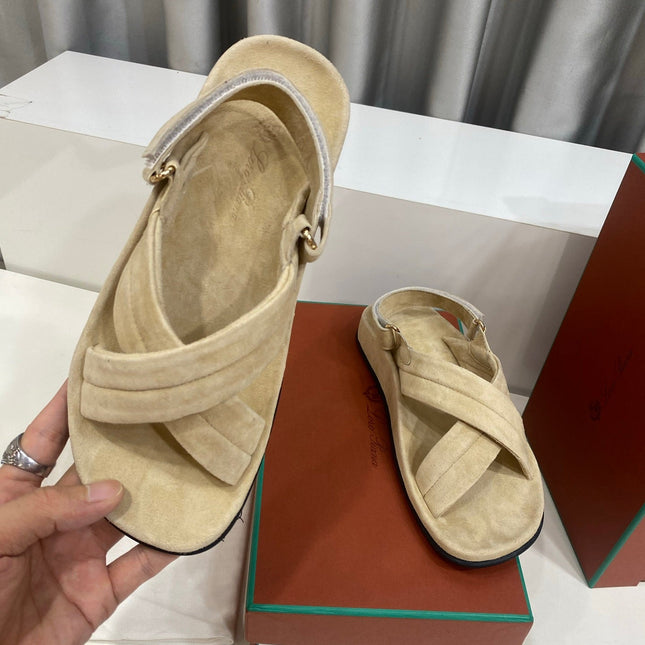LP 26S CROSS-STRAP SANDALS IN BEIGE SUEDE