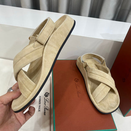 LP 26S CROSS-STRAP SANDALS IN BEIGE SUEDE