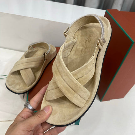 LP 26S CROSS-STRAP SANDALS IN BEIGE SUEDE