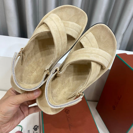 LP 26S CROSS-STRAP SANDALS IN BEIGE SUEDE