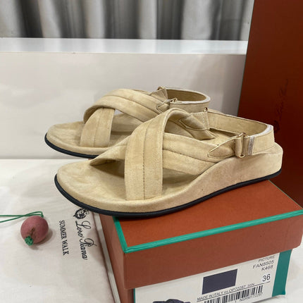 LP 26S CROSS-STRAP SANDALS IN BEIGE SUEDE