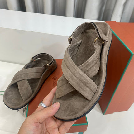 LP 26S CROSS-STRAP SANDALS IN GRAY BROWN SUEDE