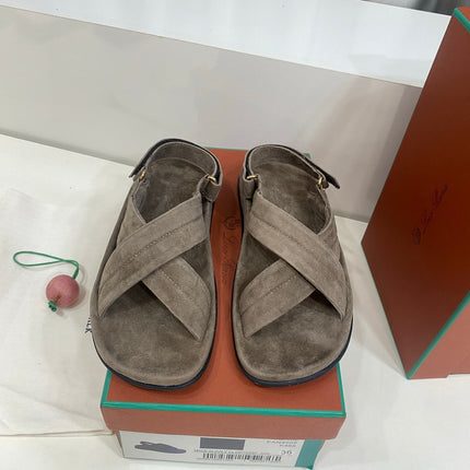 LP 26S CROSS-STRAP SANDALS IN GRAY BROWN SUEDE
