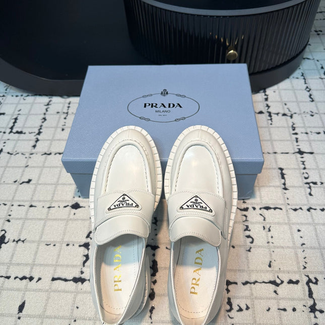 PRA SCHOCOLATE BRUSHED LOAFERS WHITE CALFSKIN