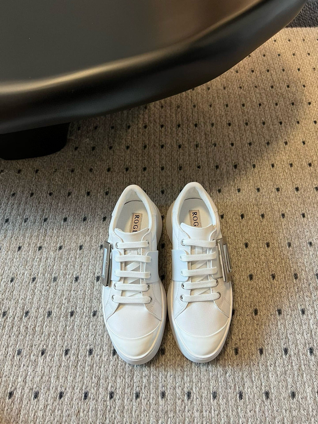 VIV' SKATE SNEAKERS IN WHITE SMOOTH CALFSKIN SILVER BUCKLE