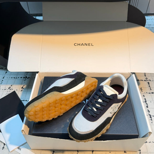 CHANEL 26S CHUNKY SNEAKERS IN GREY FABRIC AND BLACK SUEDE