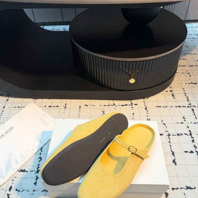 THE ROW 26S MARY JANE MULES 20MM IN YELLOW SUEDE