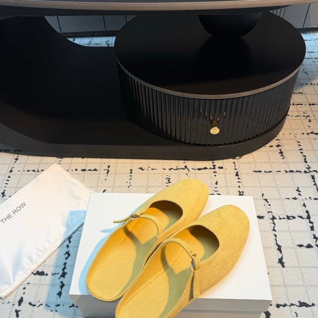 THE ROW 26S MARY JANE MULES 20MM IN YELLOW SUEDE