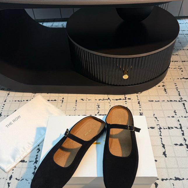 THE ROW 26S MARY JANE MULES 20MM IN BLACK SUEDE