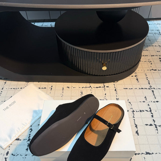 THE ROW 26S MARY JANE MULES 20MM IN BLACK SUEDE