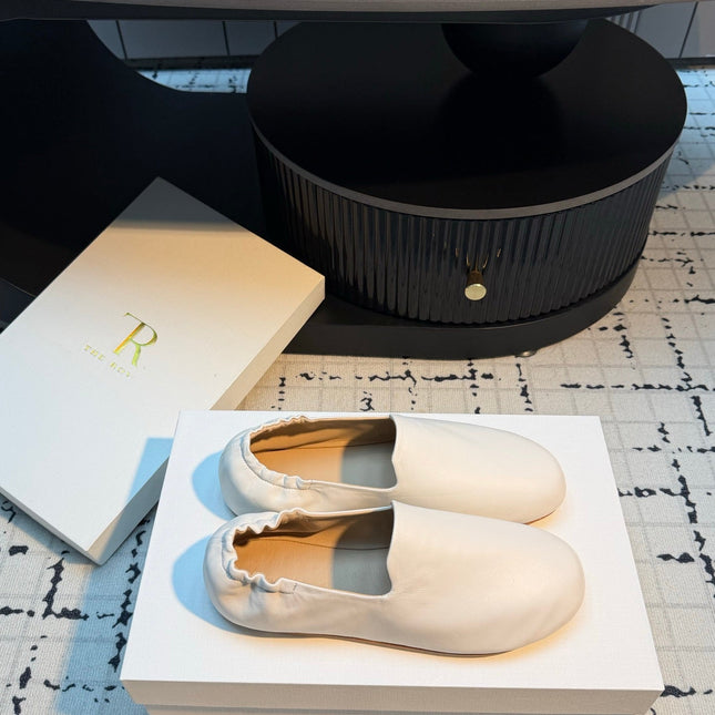 THE ROW 26S LOAFERS IN WHITE CALFSKIN
