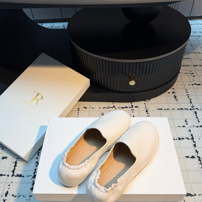 THE ROW 26S LOAFERS IN WHITE CALFSKIN