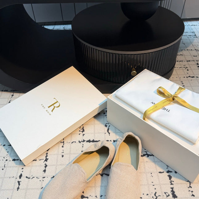 THE ROW 26S LOAFERS IN LIGHT BEIGE CANVAS