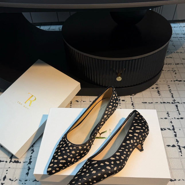 THE ROW 26S POINTED TOE HIGH HEELS 35MM IN BLACK SPOTTED CALF HAIR