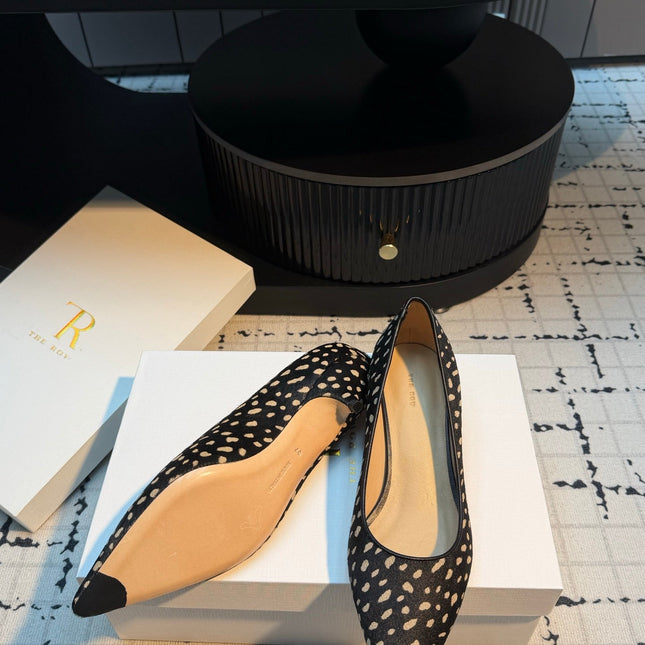 THE ROW 26S POINTED TOE HIGH HEELS 35MM IN BLACK SPOTTED CALF HAIR
