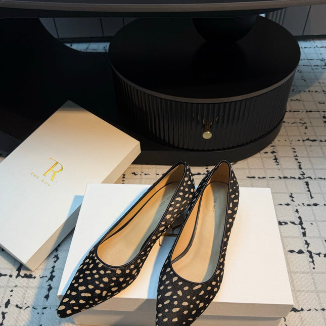 THE ROW 26S POINTED TOE HIGH HEELS 35MM IN BLACK SPOTTED CALF HAIR