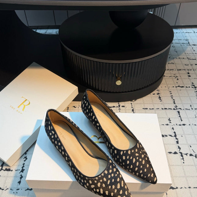 THE ROW 26S POINTED TOE HIGH HEELS 35MM IN BLACK SPOTTED CALF HAIR