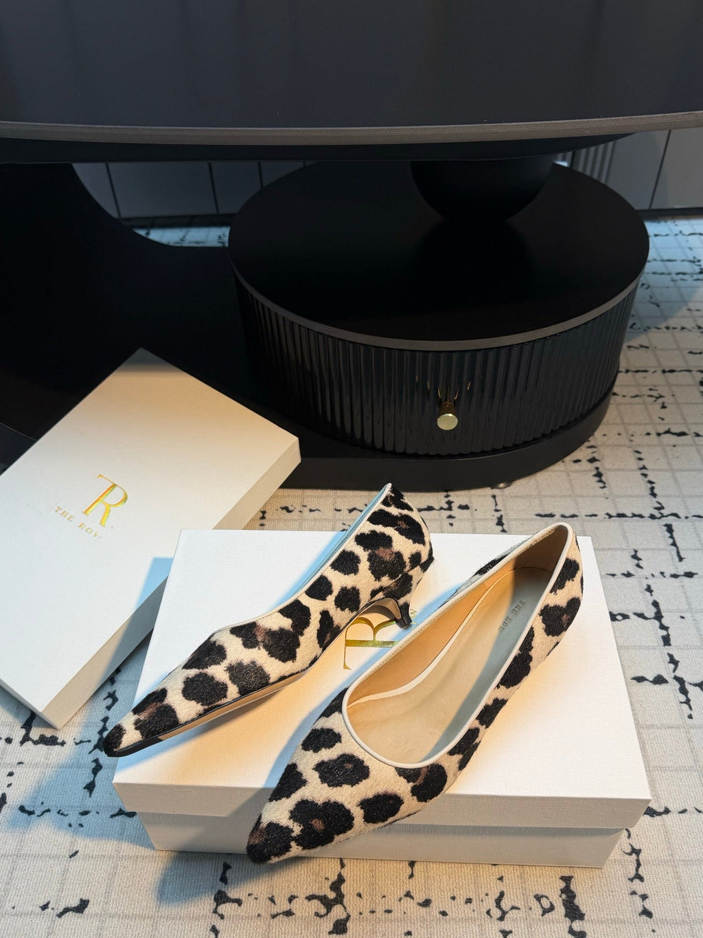 THE ROW 26S POINTED TOE HIGH HEELS 35MM IN WHITE SPOTTED CALF HAIR