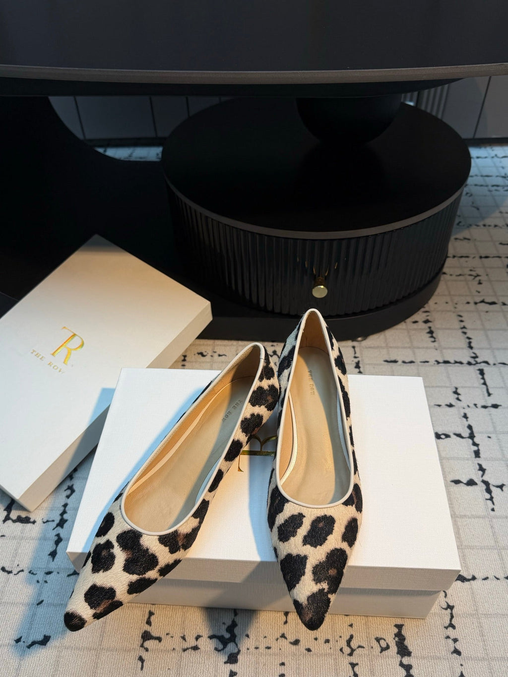 THE ROW 26S POINTED TOE HIGH HEELS 35MM IN WHITE SPOTTED CALF HAIR