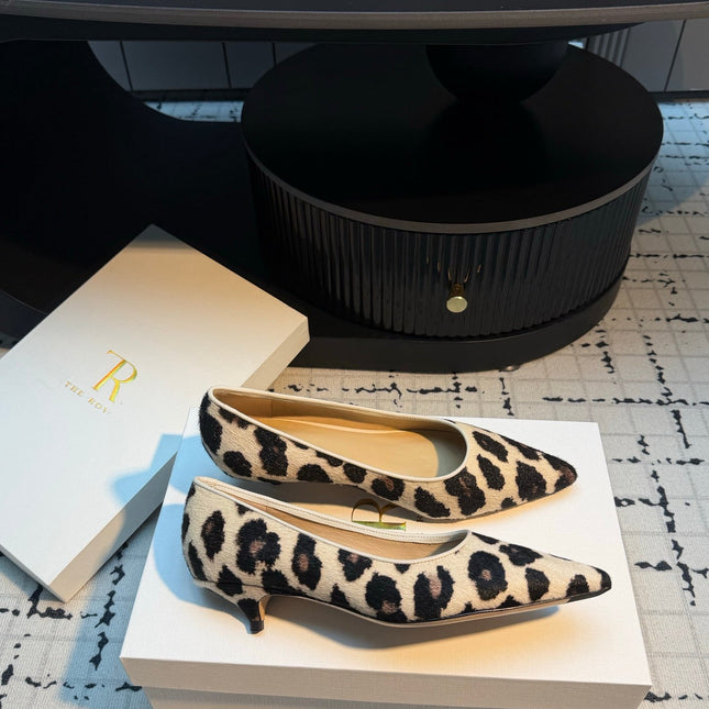 THE ROW 26S POINTED TOE HIGH HEELS 35MM IN WHITE SPOTTED CALF HAIR