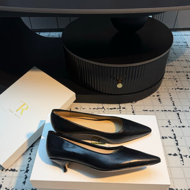 THE ROW 26S POINTED TOE HIGH HEELS 35MM IN BLACK CALFSKIN