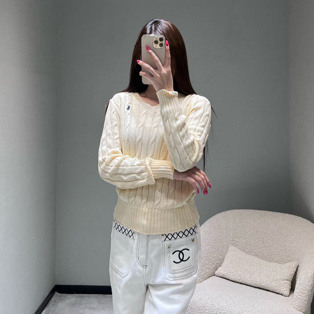 RALPH LAUREN KNITTED V-NECK SWEATER 404