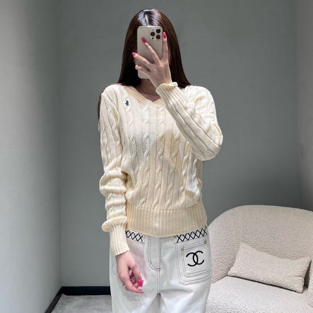 RALPH LAUREN KNITTED V-NECK SWEATER 404